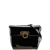 サルヴァトーレフェラガモ ガンチーニ 斜め掛け ショルダーバッグ ブラック エナメル レディース Salvatore Ferragamo 【中古】
